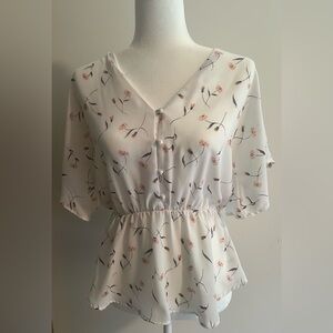 SIENNA SKY Cream Boxy Blouse with 3/4 Sleeves